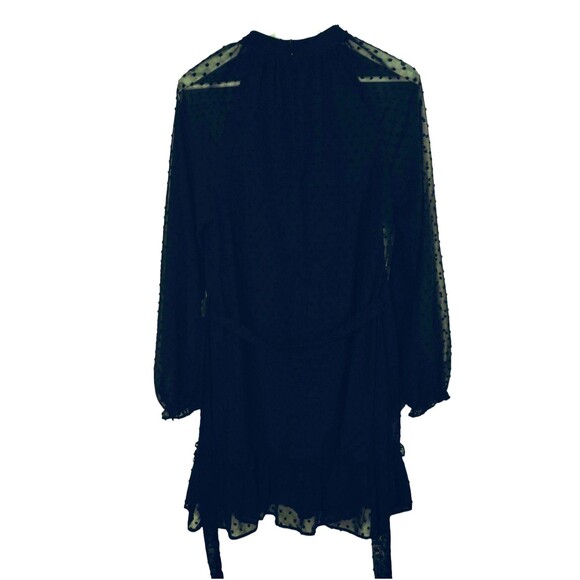 Dress Size S Black Sheer Chiffon Dotted Swiss Cute Goth Victorian Castle Regency - Picture 6 of 12